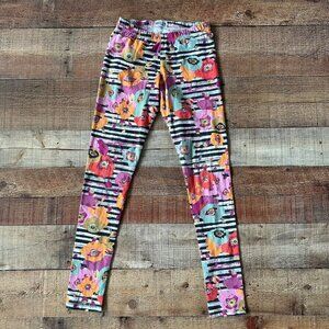 Melon Monkey Girls Floral and Striped Leggings